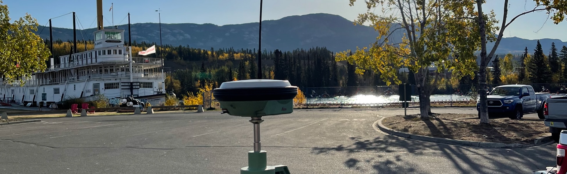 surveyors in whitehorse yukon performing an as-built survey downtown in whitehorse