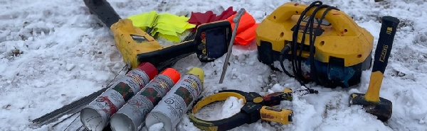 Surveying and line locating equipment on a lease site for the energy sectar in BC.